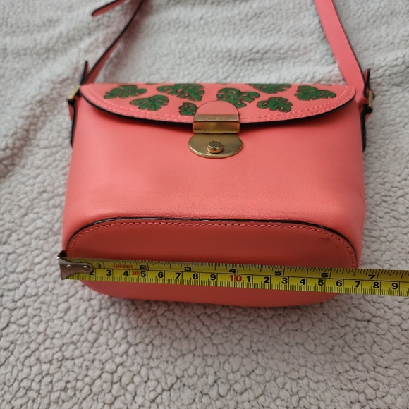 Kate Spade Saturday Hand Painted Monstera Heart Crossbody Bag Coral Green - Picture 15 of 16